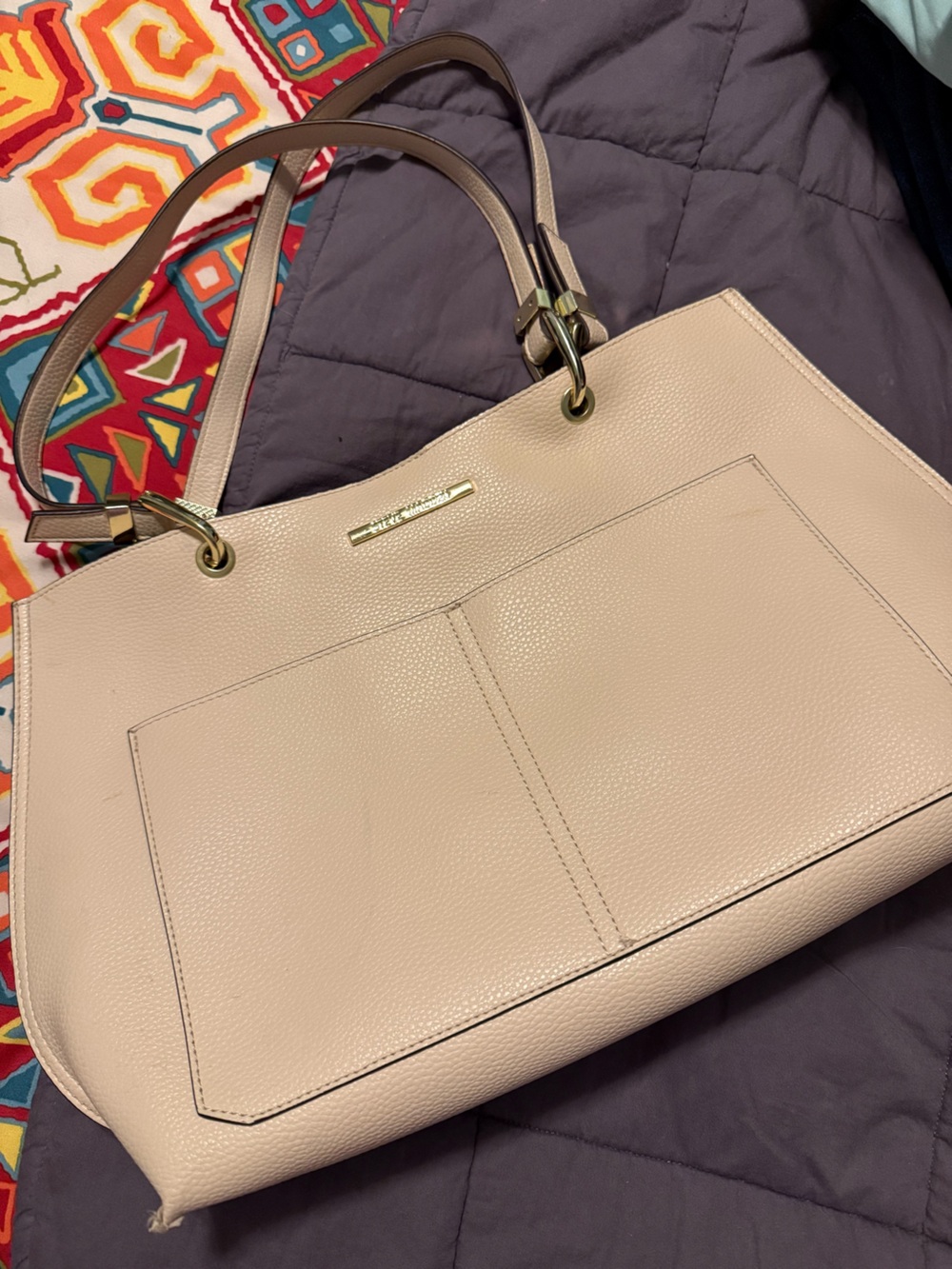 Steve Madden Blush Pebbled Tote with Gold Accents!